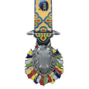 Különleges formatervezésű antik ezüstözött 4D sportérmet és szalag emlékérmeket