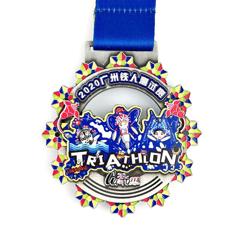 Egyedi fém vésett hűvös sport zománcérmes triatlon érmek 3D